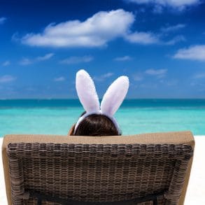 Woman with bunny ears during Easter celebrations on Grand Cayman