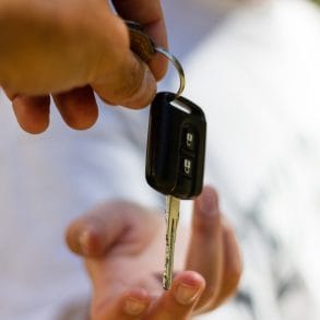 car rental keys handed