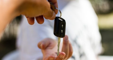 car rental keys handed